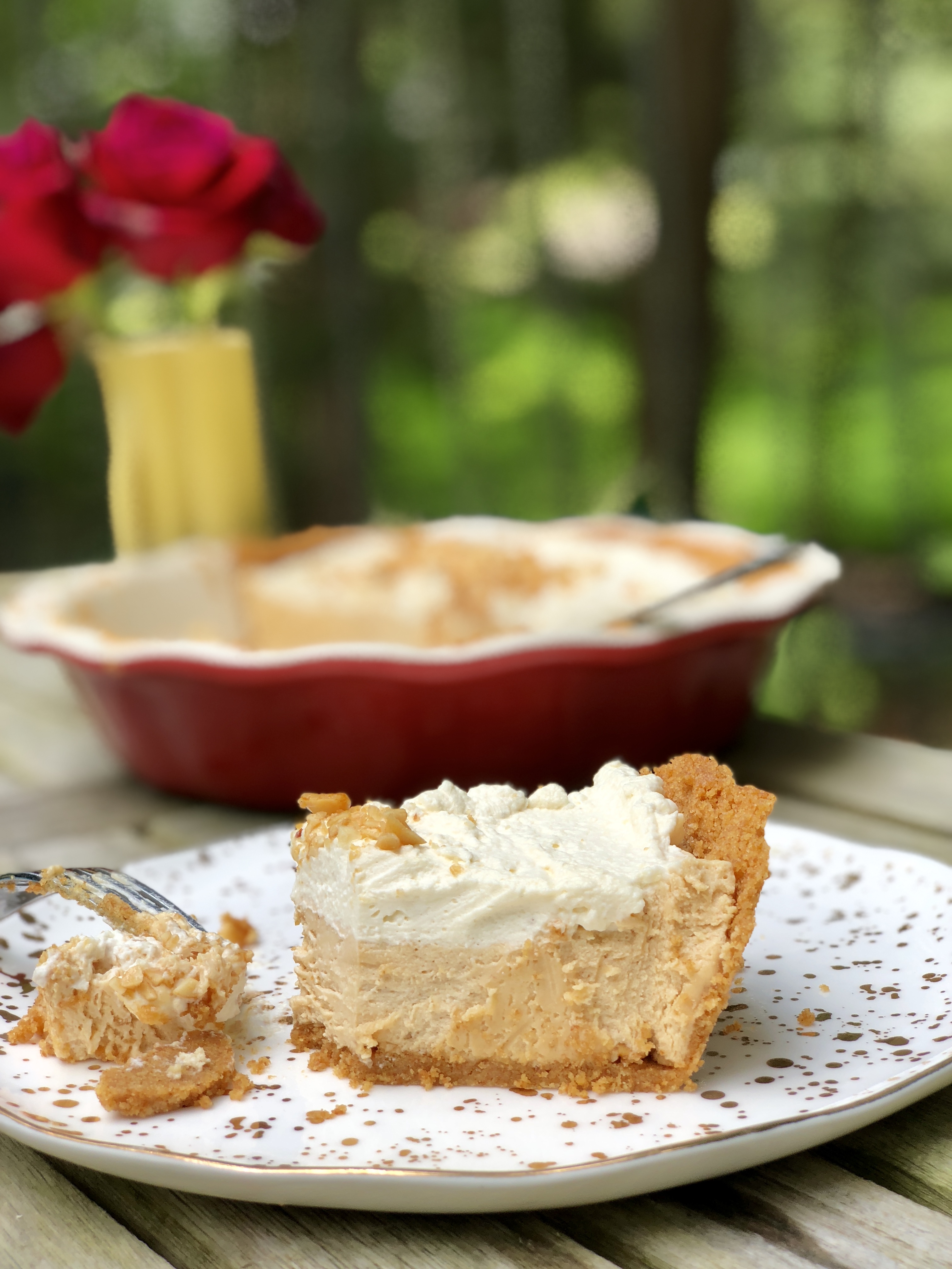 A special surprise of honey roasted peanuts awaits you at the tippy top of the pie!