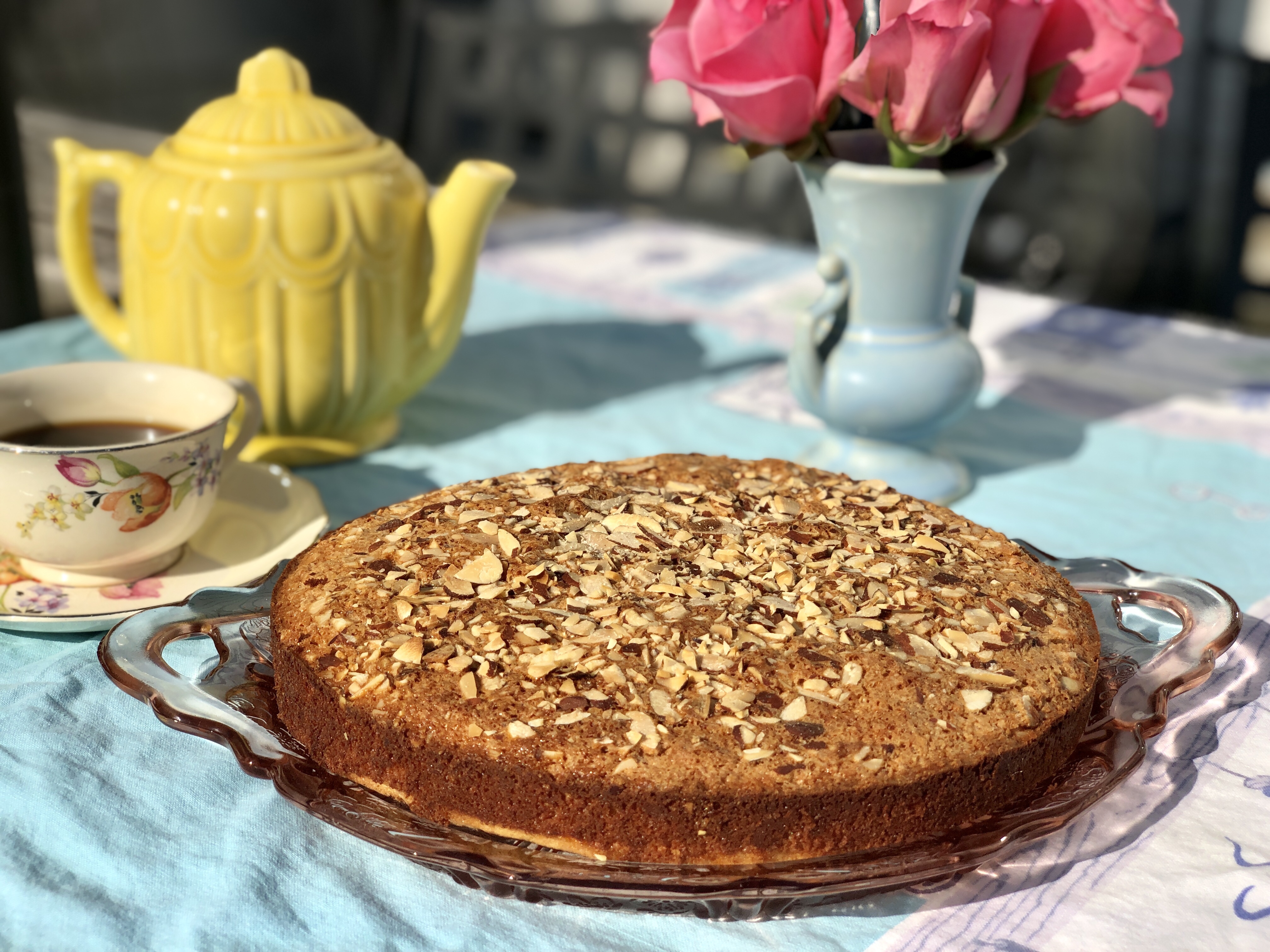 Topped with almonds and turbinado sugar, the Spanish Almond Cake has a crispy top that is delightful to bight into!